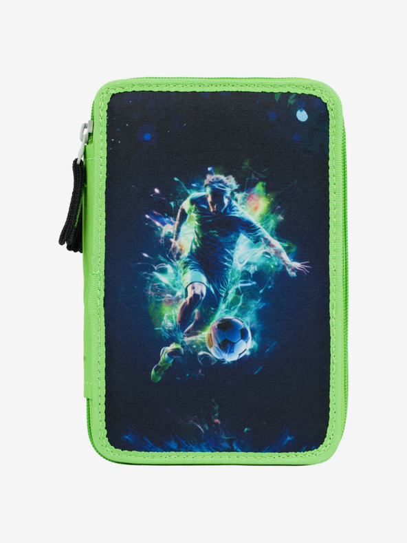 BAAGL  Zelený školní penál třípatrový Baagl Fotbal Hráč