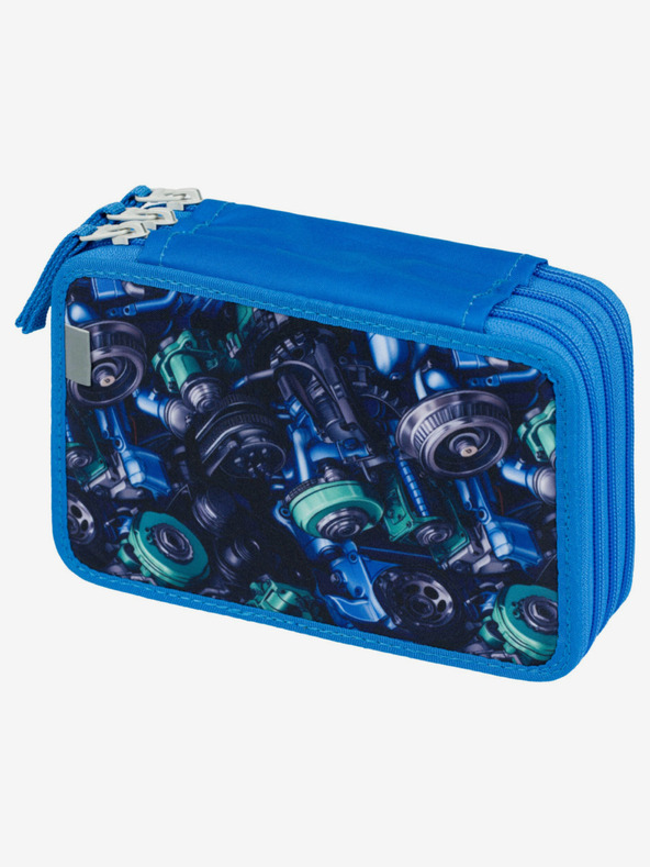 BAAGL  Modrý školní penál třípatrový Baagl Závodní Auto