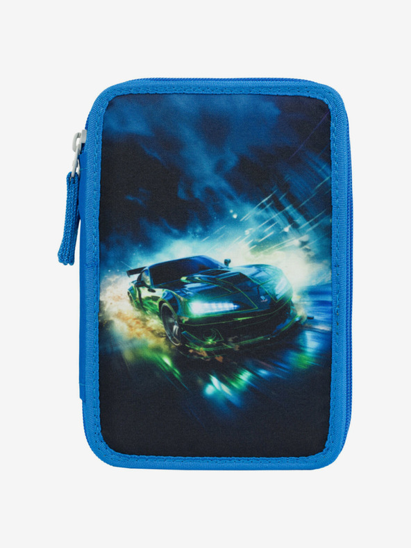 BAAGL  Modrý školní penál třípatrový Baagl Závodní Auto