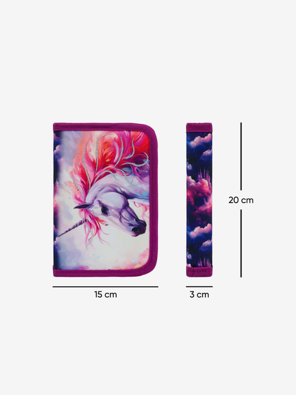 BAAGL  Fialový školní penál jednopatrový Baagl Jednorožec Království