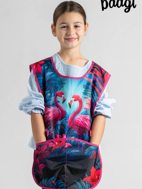 BAAGL  Růžová dětská zástěra Baagl Plameňáci
