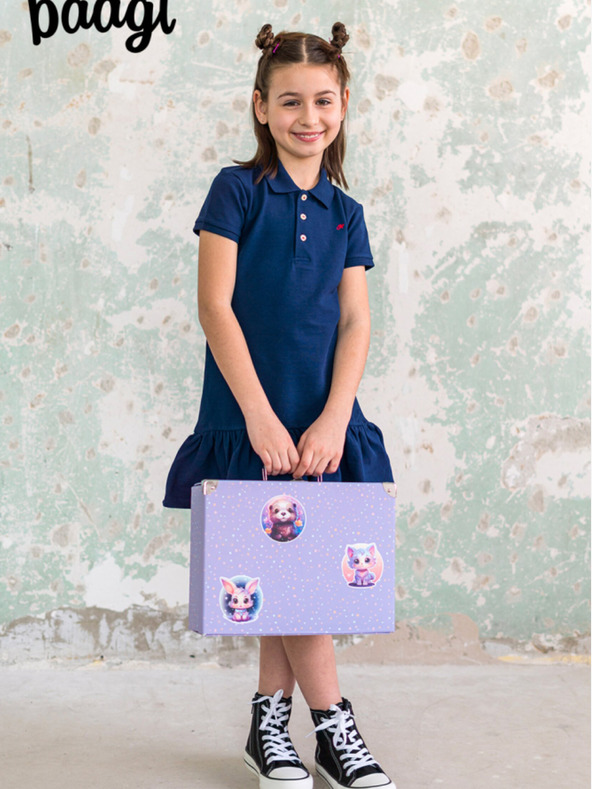 BAAGL  Fialový skládací školní kufřík s kováním Baagl Mazlíčci