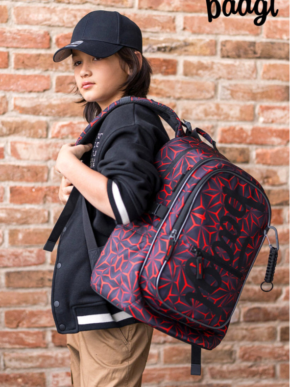 BAAGL  Černý školní batoh Baagl Core Red Polygon