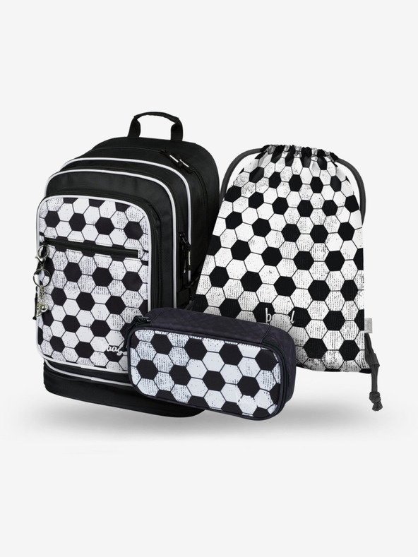 BAAGL  Černý školní set batoh, penál a sáček Baagl Cubic Goal