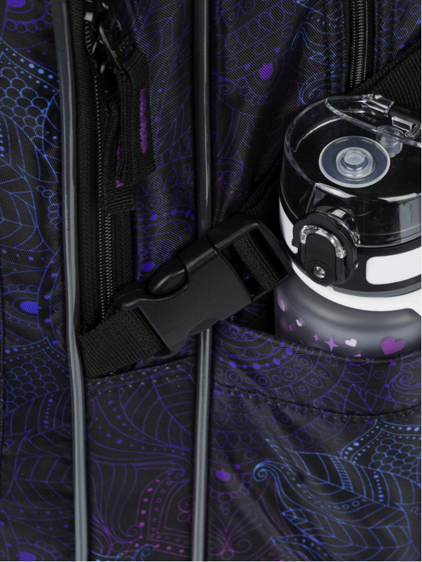 BAAGL  Černý vzorovaný školní set - batoh, penál a sáček Baagl Cubic Zen