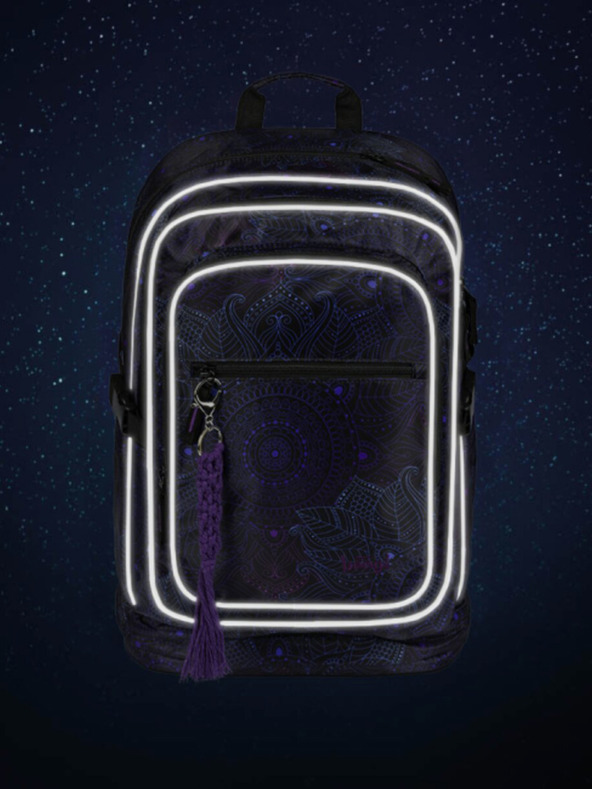 BAAGL  Černý vzorovaný školní set - batoh, penál a sáček Baagl Cubic Zen