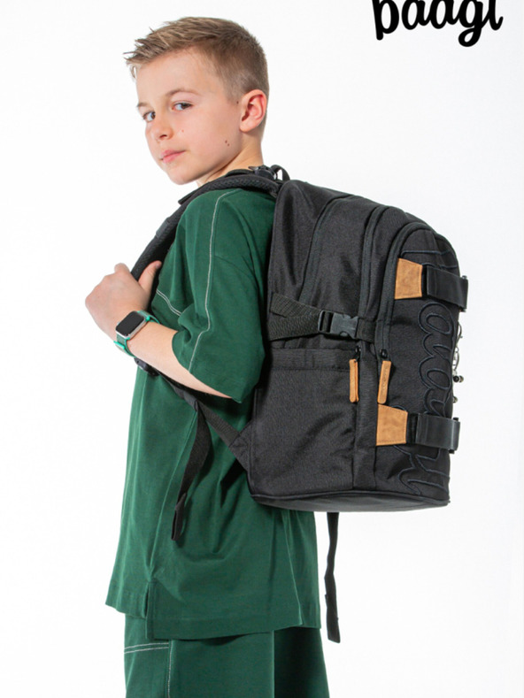 BAAGL  Šedý školní set - batoh, penál, sáček Baagl Skate Darkness