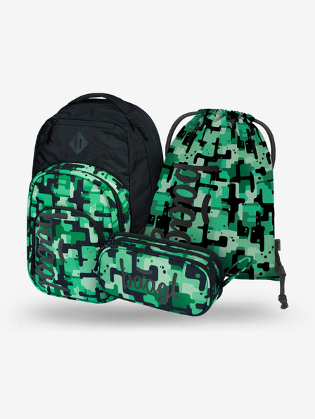 BAAGL  Černý školní set - batoh, penál, sáček Baagl Coolmate Green