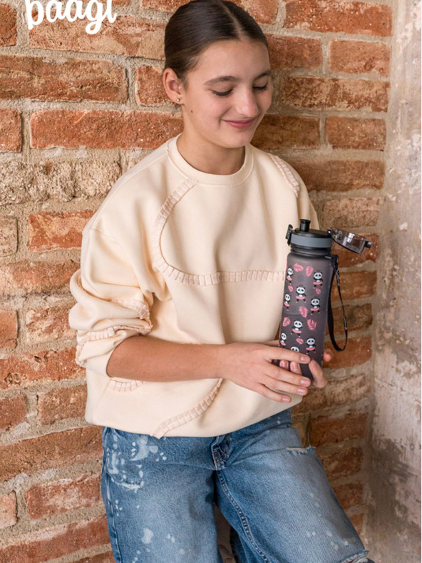 BAAGL  Šedá tritanová láhev na pití panda, 500 ml Baagl