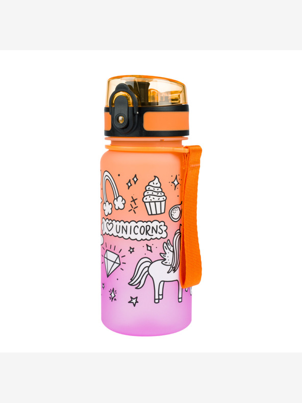 BAAGL  Oranžová tritanová láhev na pití gradient jednorožec, 350 ml Baagl