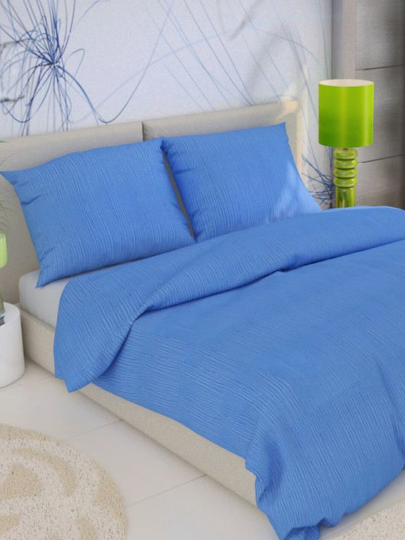 Kvalitex Prodloužené krepové povlečení 140x220, 70x90cm modré Kvalitex