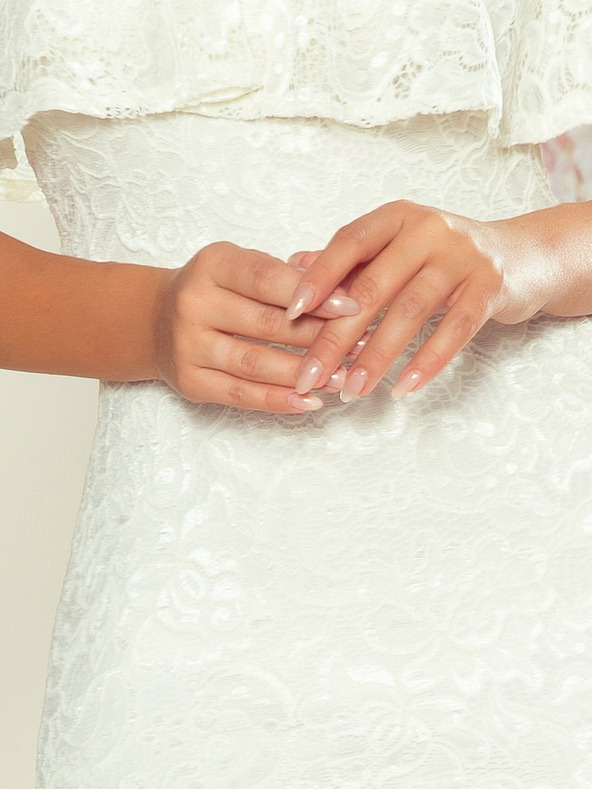 numoco Krajkové šaty s volánky - ecru Numoco