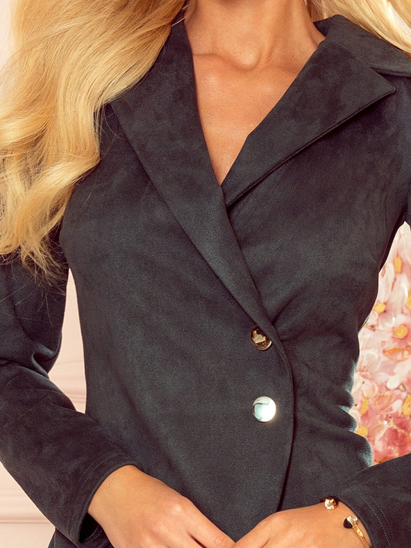 numoco Předpokládané šaty s knoflíky a límcem - zelené Numoco