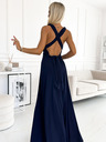numoco Elegantní dlouhé šaty se zavazováním na mnoho způsobů - tmavě modrá Numoco