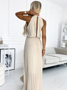 numoco Plisované midi šaty s kapkovým výstřihem - béžové Numoco