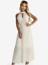 numoco Plisované midi šaty s kapkovým výstřihem - béžové Numoco