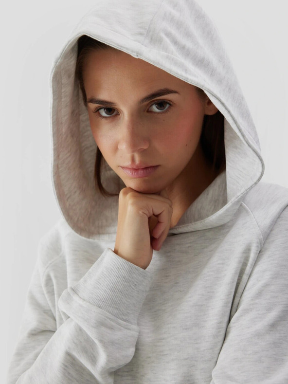 4F Dámská tepláková mikina bez zapínání a s kapucí 4F