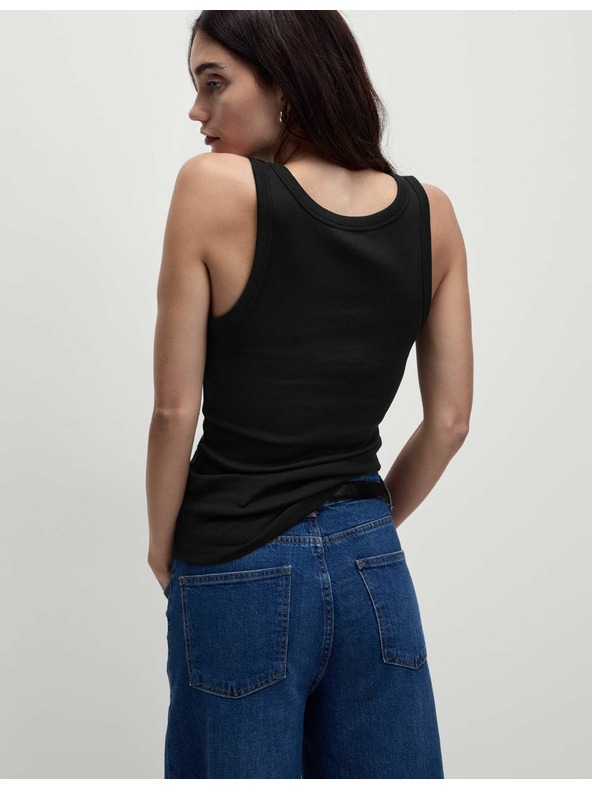 Marks & Spencer Žebrovaný tílkový top s vysokým podílem bavlny, úzký střih Marks & Spencer černá