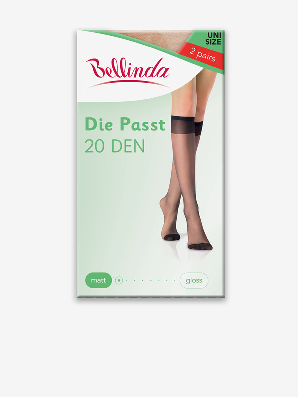 Bellinda Sada dvou párů dámských silonkových podkolenek v tělové barvě Bellinda DIE PASST KNEE-HIGHS 20 DEN