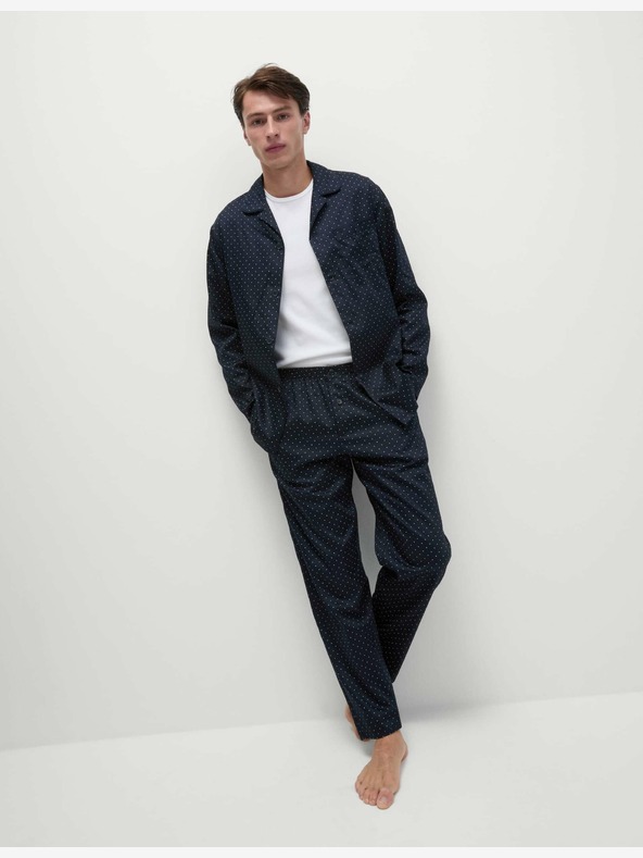 Marks & Spencer Puntíkovaná pyžamová souprava z čisté bavlny Marks & Spencer námořnická modrá