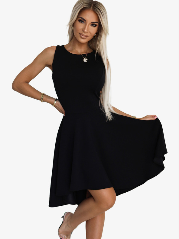 numoco Jedinečné šaty s delšími zády - černé Numoco