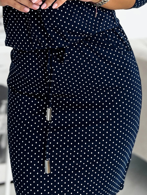 numoco Sportovní šaty s kapsami - tmavě modrá s malými tečkami Numoco