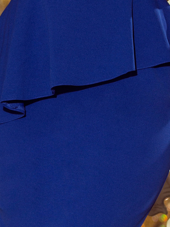 numoco Elegantní midi šaty s volánky - modré Numoco