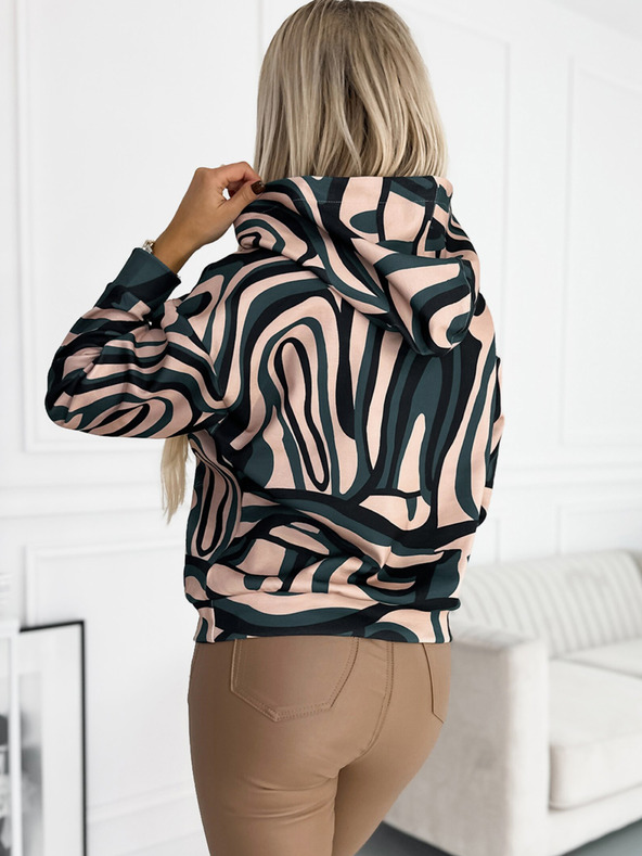 numoco Klokaní mikina - zeleno-béžové vlny Numoco