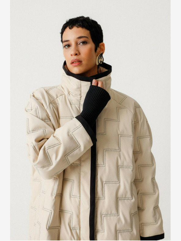 SKFK Krémový dámský zimní kabát SKFK