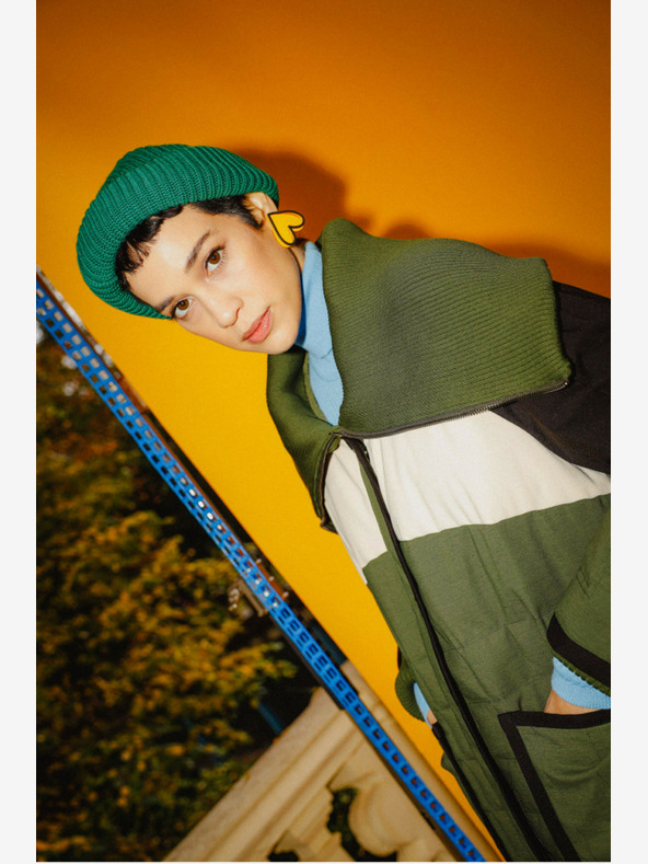 SKFK Zelený dámský zimní kabát SKFK