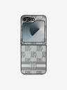DKNY DKNY PU Leather Checkered Pattern and Stripe Zadní Kryt pro Samsung Galaxy Z Flip 6 Beige
