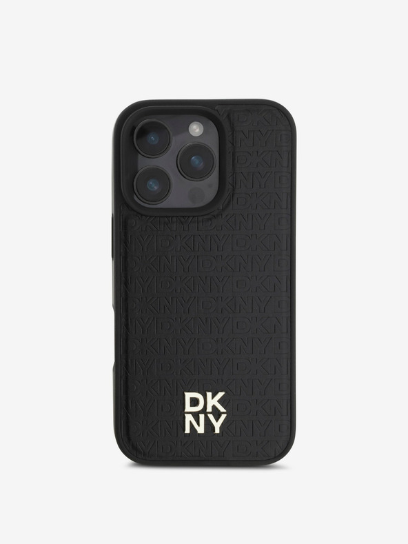 DKNY DKNY PU Leather Repeat Pattern Stack Logo MagSafe Zadní Kryt pro iPhone 16 Pro Black