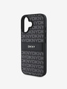 DKNY DKNY PU Leather Repeat Pattern Tonal Stripe Zadní Kryt pro iPhone 16 Black