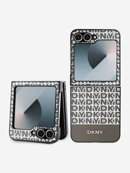 DKNY DKNY PU Leather Repeat Pattern Bottom Stripe Zadní Kryt pro Samsung Galaxy Z Flip 6 Brown
