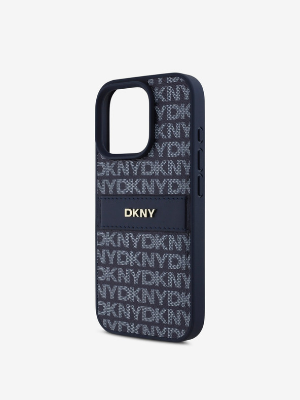 DKNY DKNY PU Leather Repeat Pattern Tonal Stripe Zadní Kryt pro iPhone 16 Pro Max Blue