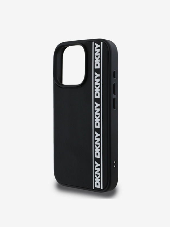 DKNY DKNY 3D Rubber Repeat Logo Line Zadní Kryt pro iPhone 16 Pro Black