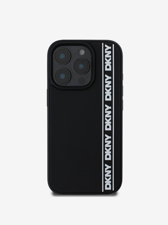 DKNY DKNY 3D Rubber Repeat Logo Line Zadní Kryt pro iPhone 16 Pro Max Black