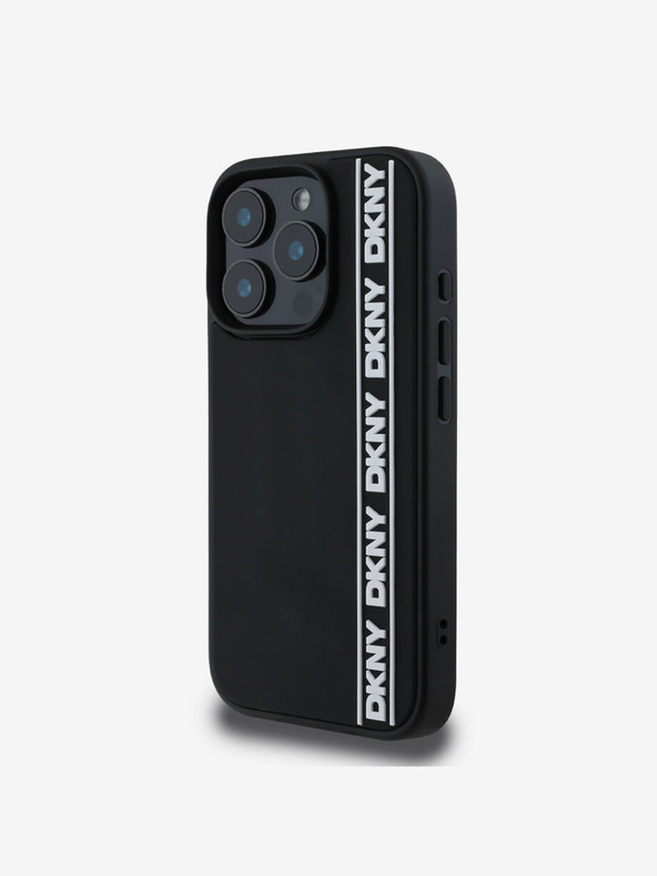 DKNY DKNY 3D Rubber Repeat Logo Line Zadní Kryt pro iPhone 16 Pro Max Black