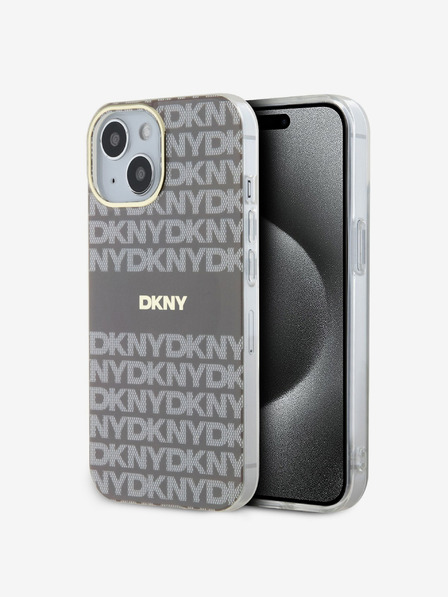DKNY PC/TPU Repeat Pattern Tonal Stripe Magsafe Zadní Kryt pro iPhone 15 Beige DKNY