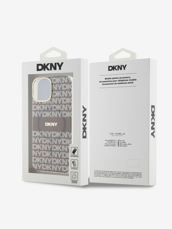 DKNY PC/TPU Repeat Pattern Tonal Stripe Magsafe Zadní Kryt pro iPhone 15 Beige DKNY