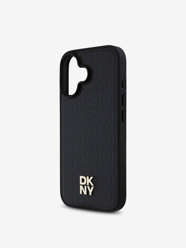 DKNY DKNY PU Leather Repeat Pattern Stack Logo MagSafe Zadní Kryt pro iPhone 16 Plus Black