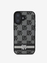 DKNY DKNY PU Leather Checkered Pattern and Stripe Zadní Kryt pro iPhone 16 Black