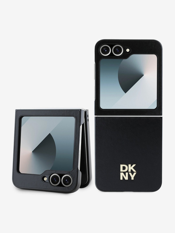 DKNY DKNY PU Leather Stack Logo Zadní Kryt pro Samsung Galaxy Z Flip 6 Black