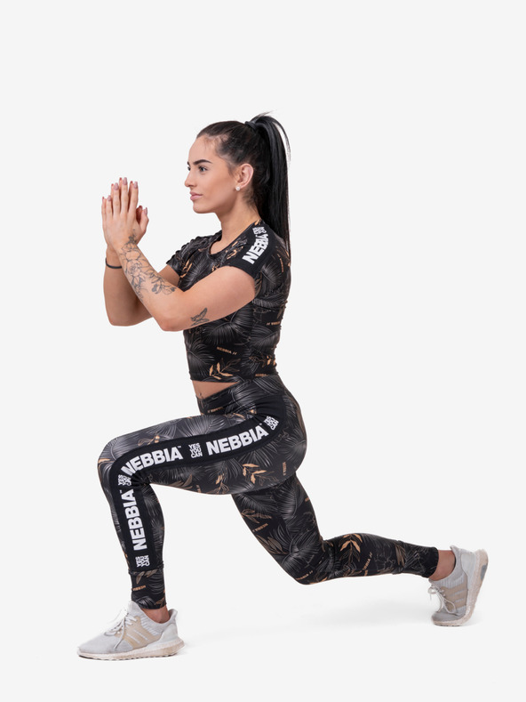 Nebbia Černé dámské vzorované cropped tričko Nebbia