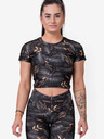 Nebbia Černé dámské vzorované cropped tričko Nebbia