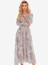 numoco Šifonové midi šaty - béžový a modrý boho vzor Numoco