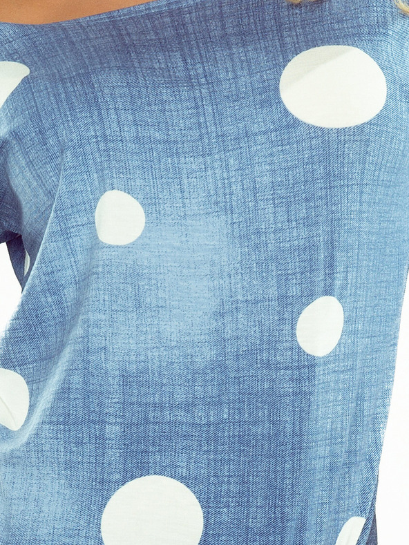 numoco Sportovní šaty - džíny s bílými polka tečky Numoco