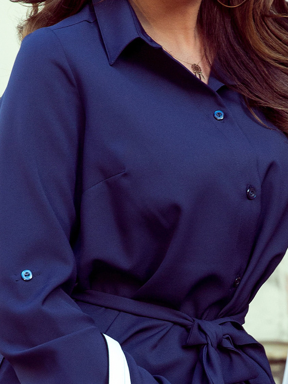 numoco Košilové šaty s knoflíky - tmavě modrá Numoco