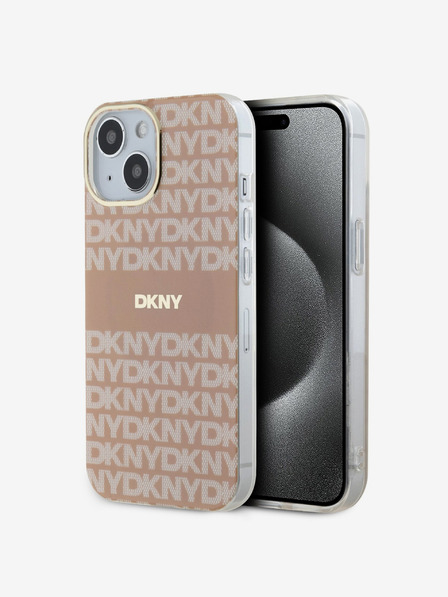 DKNY PC/TPU Repeat Pattern Tonal Stripe Magsafe Zadní Kryt pro iPhone 15 Pink DKNY