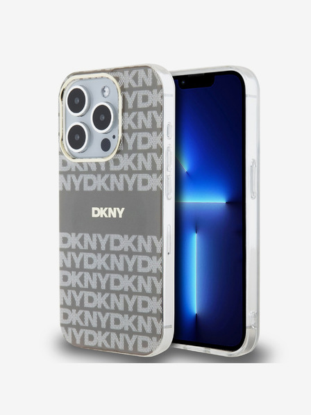 DKNY PC/TPU Repeat Pattern Tonal Stripe Magsafe Zadní Kryt pro iPhone 13 Pro Beige DKNY